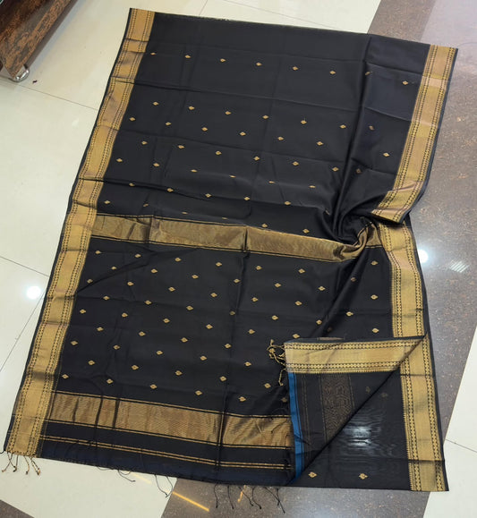 Black Maheshwari silk sarees