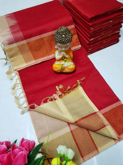 Uppada Tripura silk sarees with small pochampally border