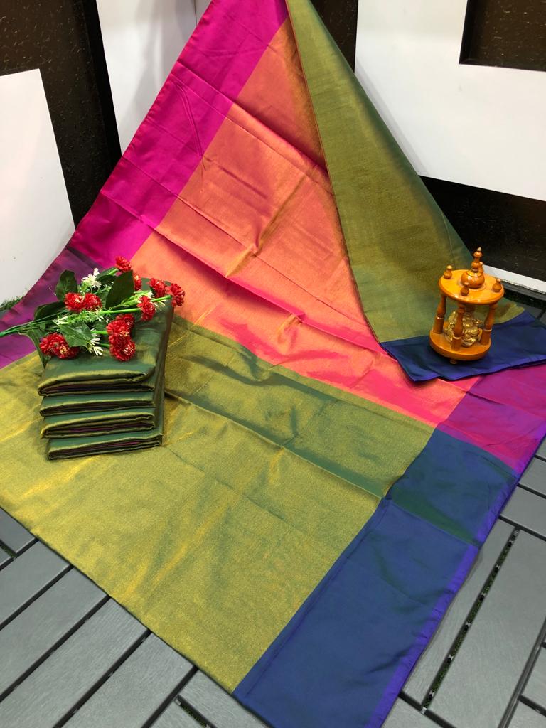 Uppada Tissue sarees with silk border