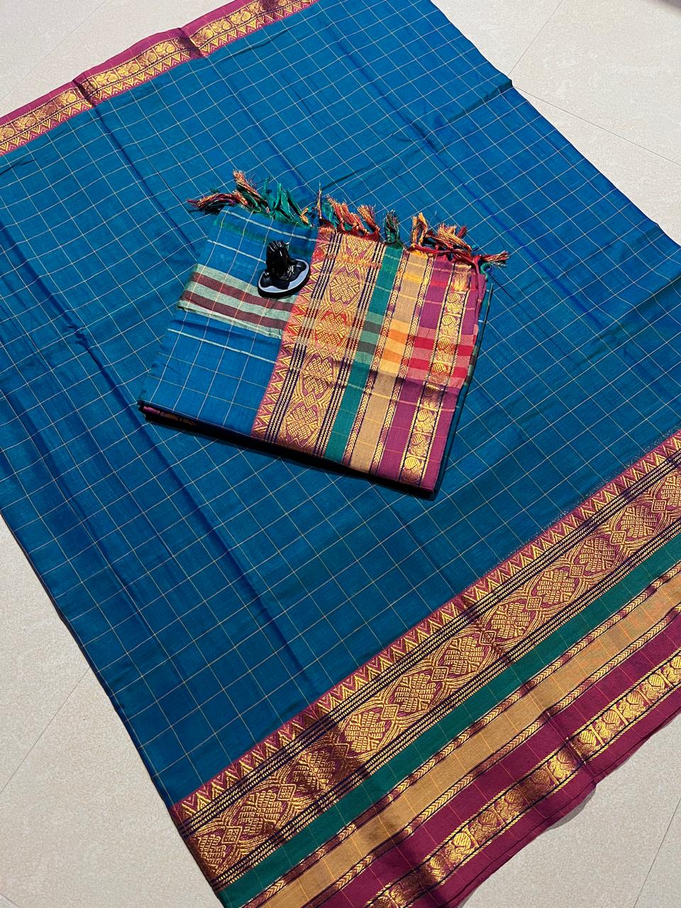 Narayanpet cotton big border dress materials