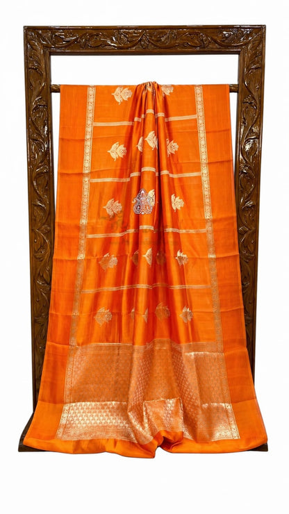 Banarasi semi pure silk katan raw mango sarees