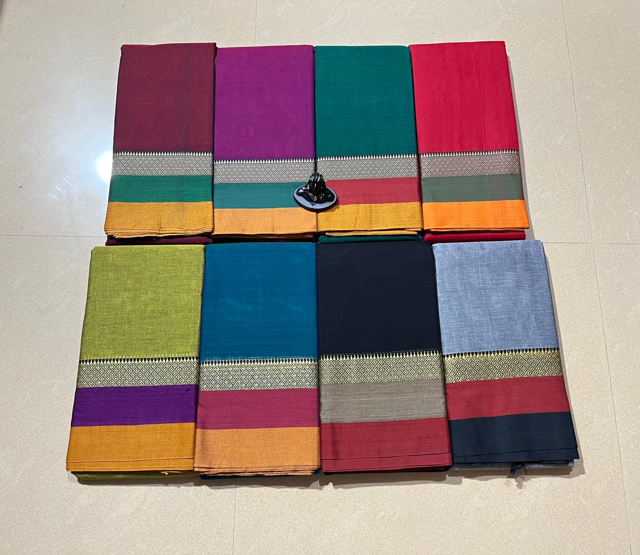 Narayanpet cotton sarees with multicolour border