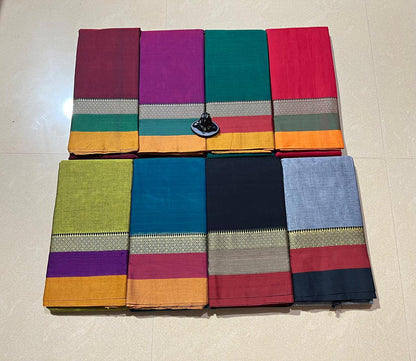 Narayanpet cotton sarees with multicolour border