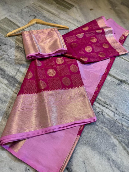 Banarasi semi katan silk sarees with chokdi design