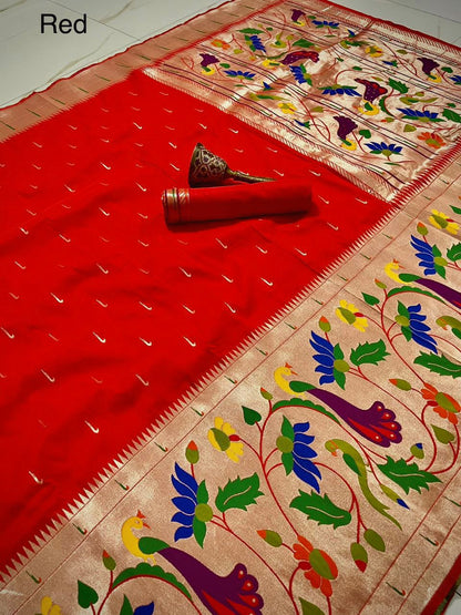 Semi silk half over paithani sarees