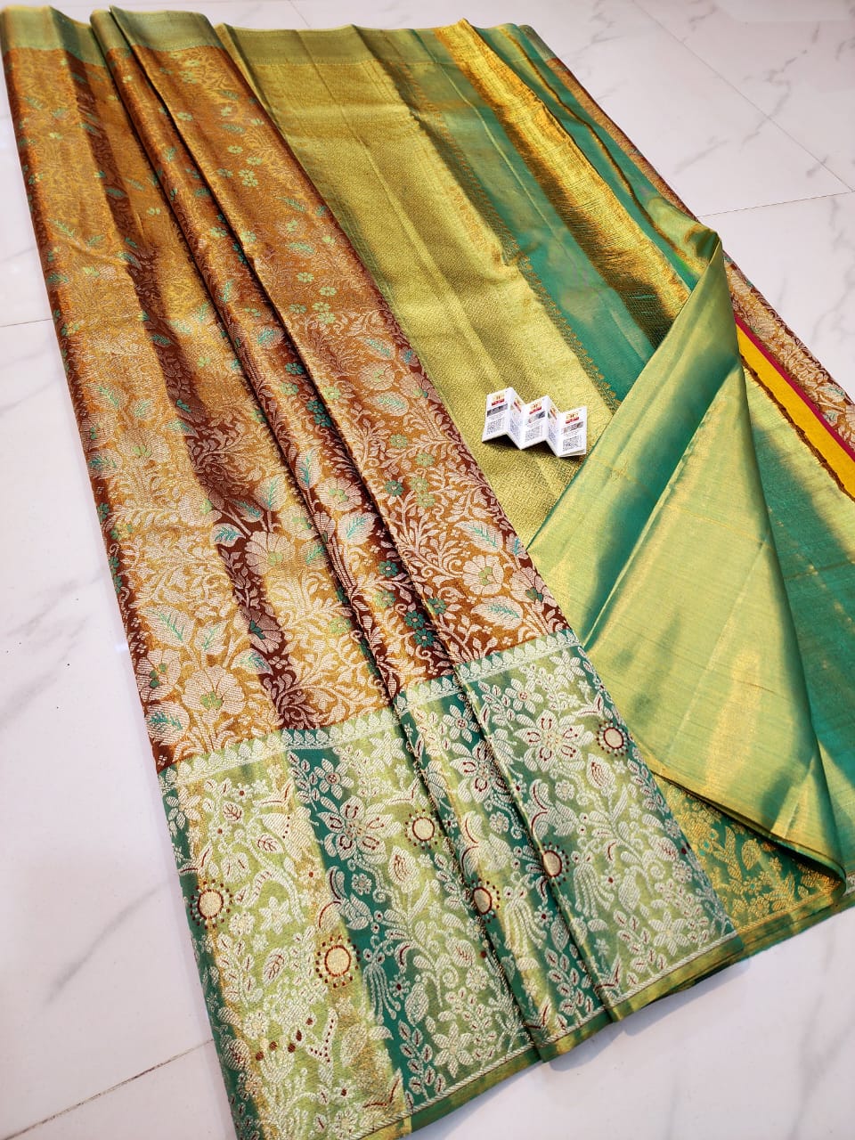 Brown pure kanchipuram bridal silk sarees