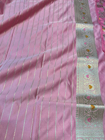 Pink pure banarasi mashru silk sarees