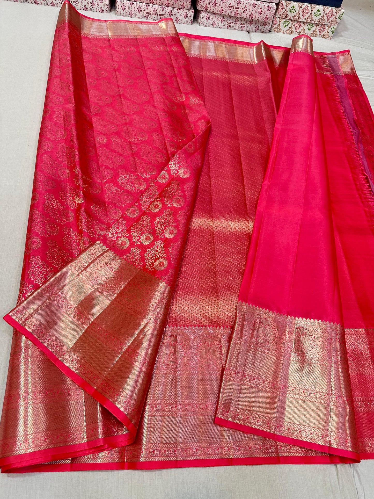 Pink pure kanchipuram bridal silk sarees
