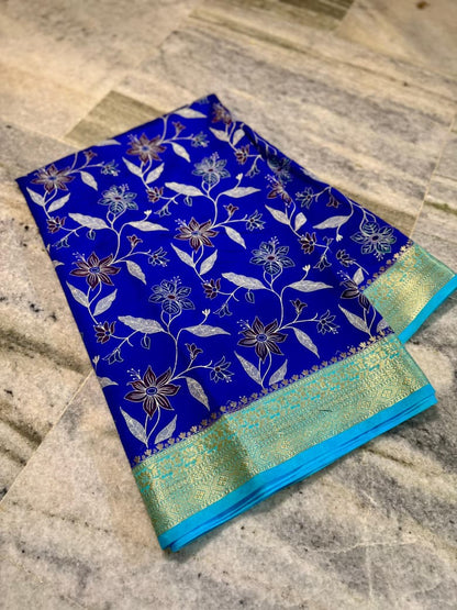 Semi banarasi chiffon silk printed sarees