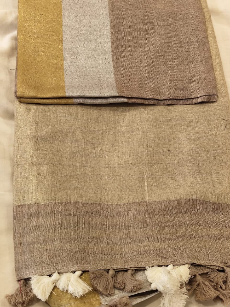 Light brown linen sarees