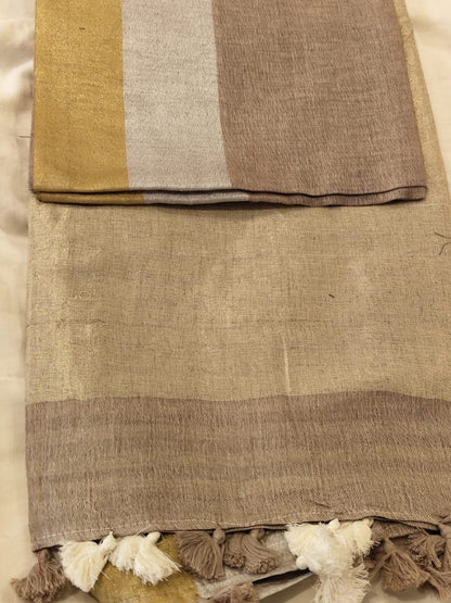 Light brown linen sarees