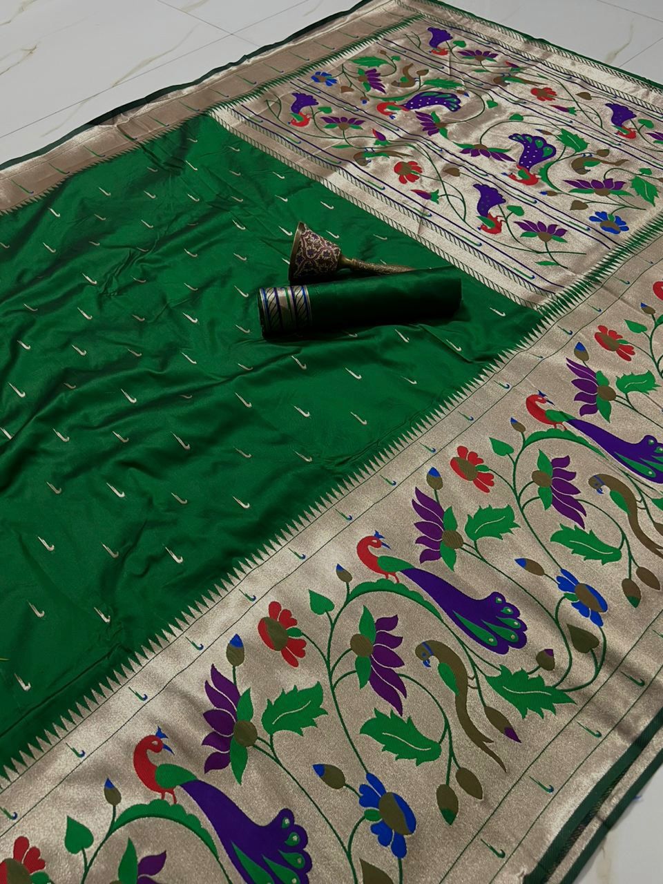 Semi silk half over paithani sarees