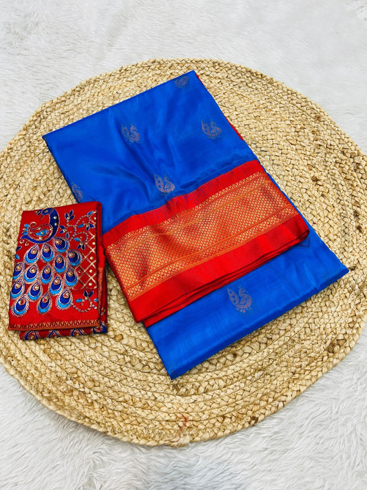 Blue komal kadiyal paithani Sarees