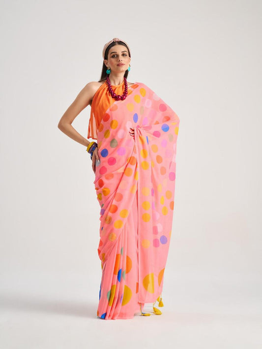 Pink Digital printed Georgette sarees