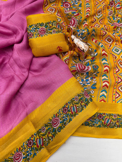 Dola silk sarees with double zari border