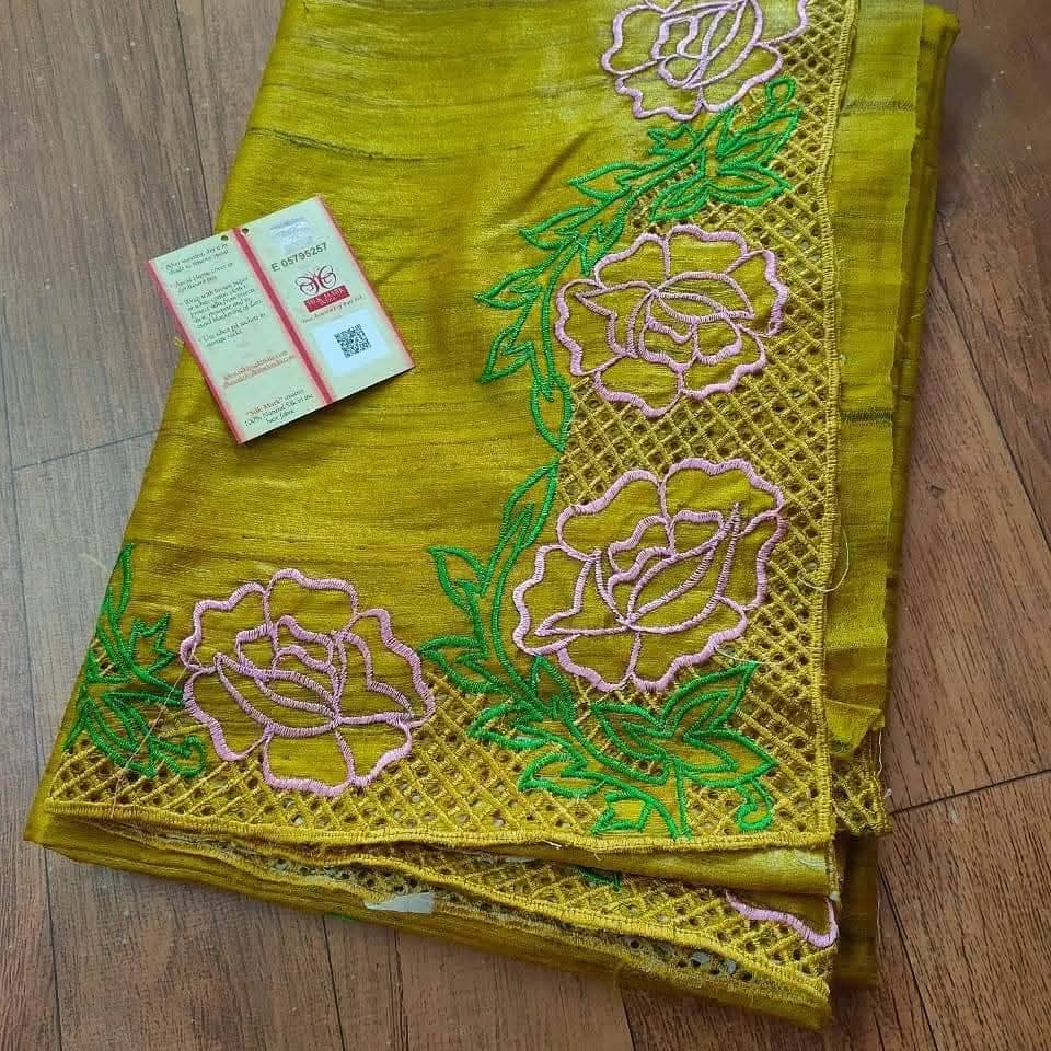 Pure Tussar silk Cutwork sarees
