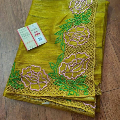 Pure Tussar silk Cutwork sarees