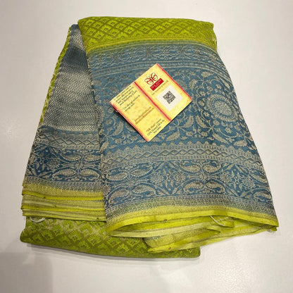 Green pure khaddi banarasi crepe silk sarees