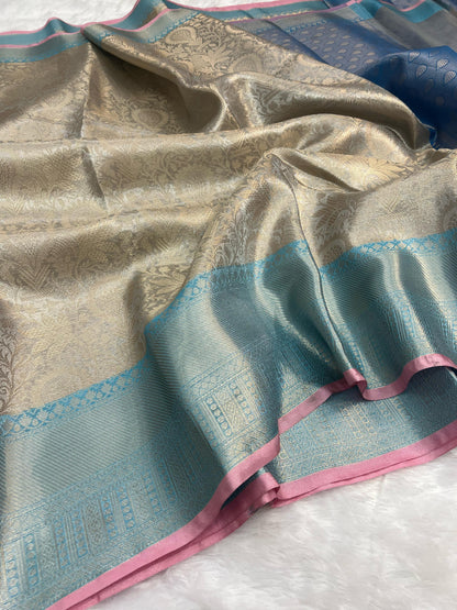 Silver banarasi katan tissue silk sarees