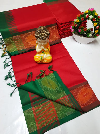 Uppada Tripura silk sarees with small pochampally border