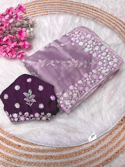 Soft jimmy choo satin sequence sarees