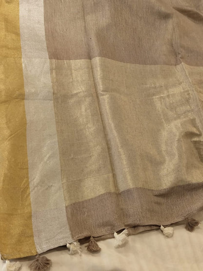 Light brown linen sarees