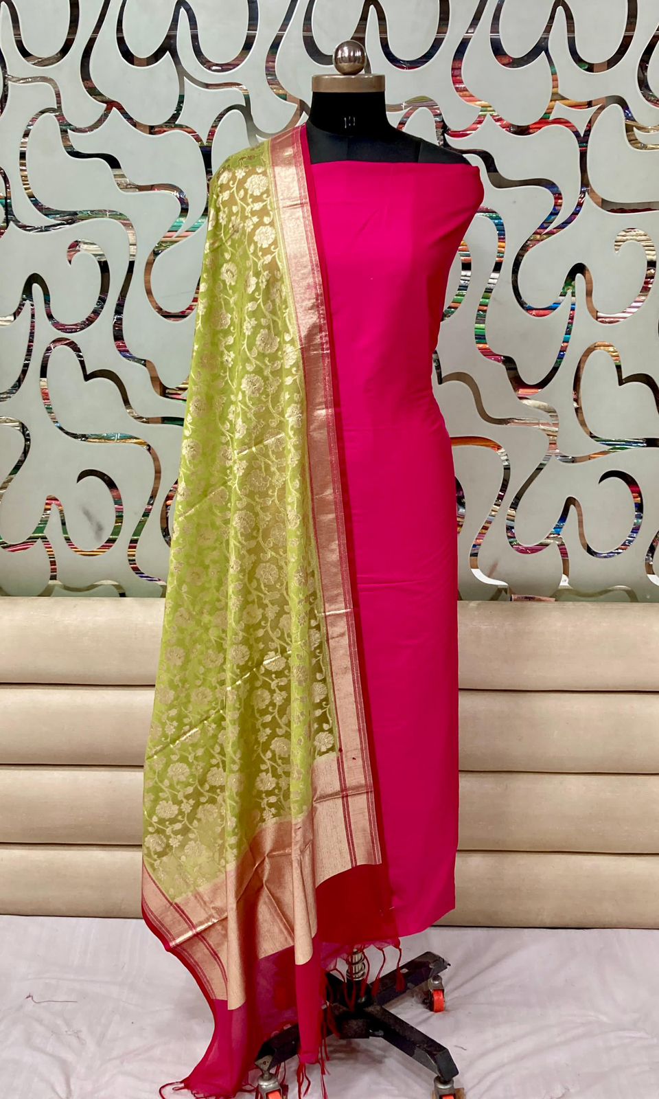 Banarasi plain silk dress materials