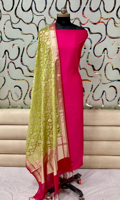 Banarasi plain silk dress materials