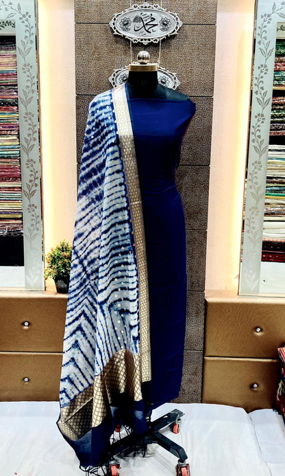 Banarasi plain silk suit