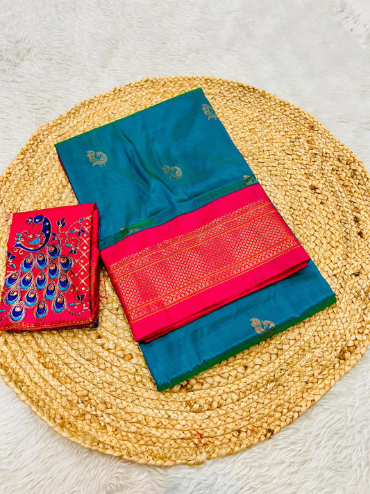 Sky blue komal kadiyal paithani Sarees