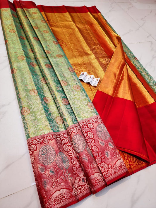 Green pure kanchipuram bridal silk sarees