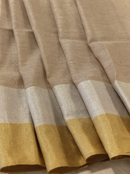 Light brown linen sarees