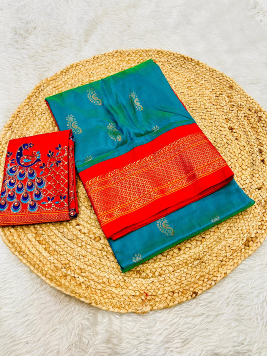 Sky blue komal kadiyal paithani Sarees