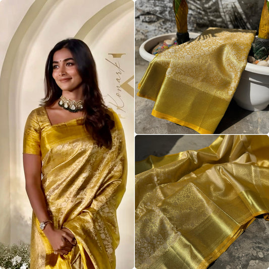 Gold Banarasi tissue silk sarees