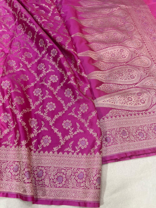 Rani pink pure banarasi mashru silk sarees