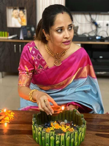 Pure pochampally ikkat silk checks sarees
