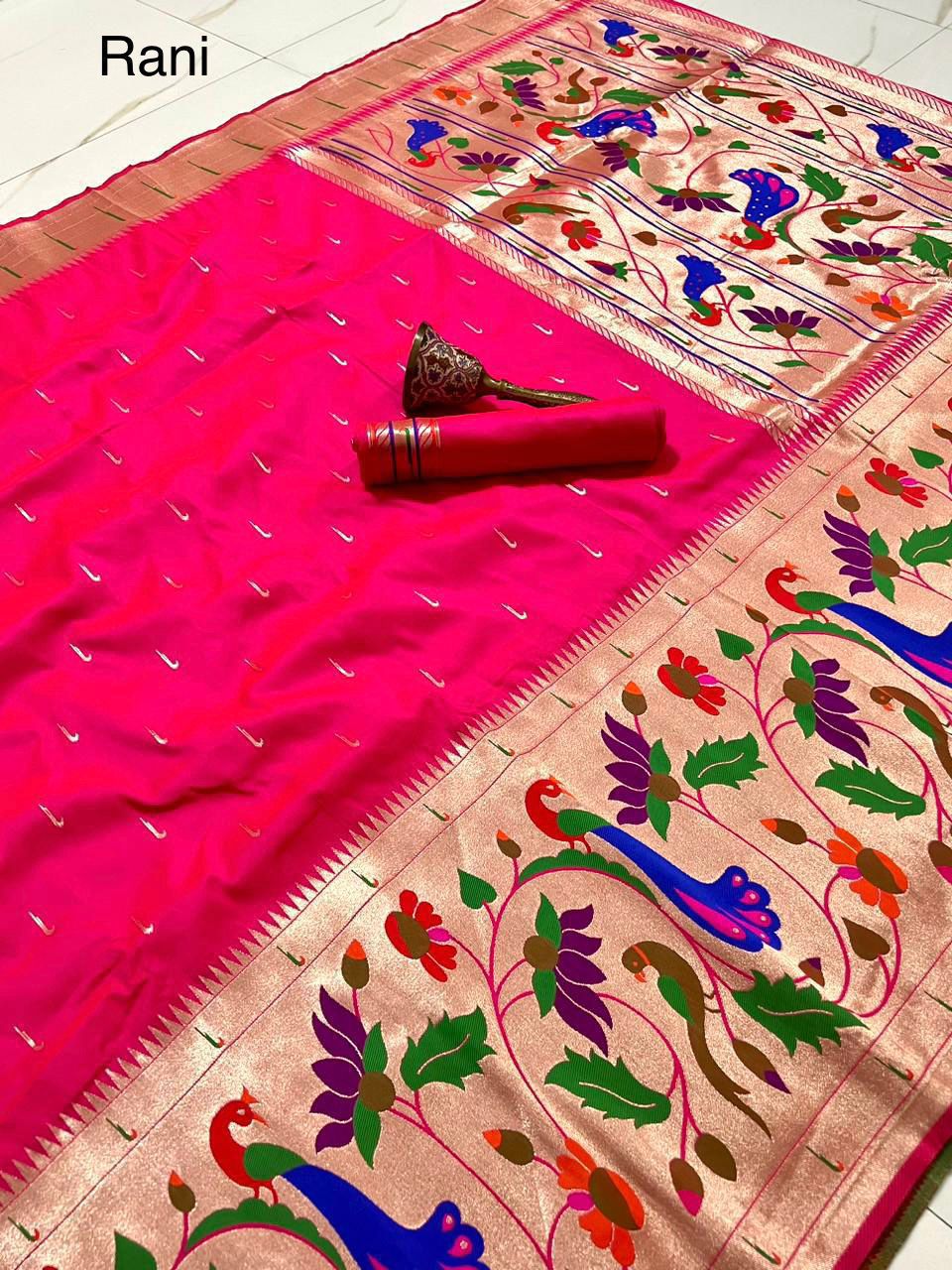Semi silk half over paithani sarees