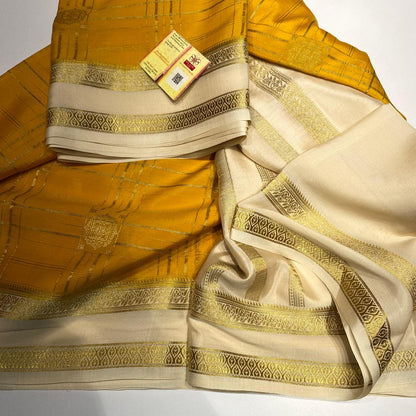 Pure Mysore silk crepe checks sarees