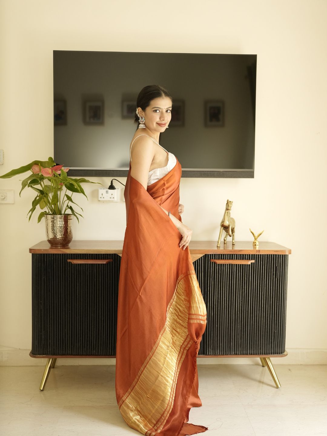 Plain katan soft silk cotton sarees