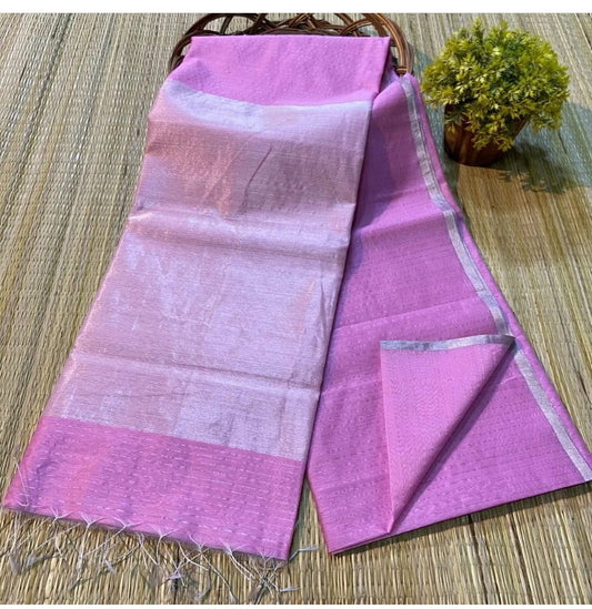 Fuchsia pink semi silk striped sarees