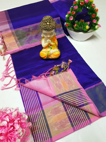 Uppada Tripura silk sarees with small pochampally border
