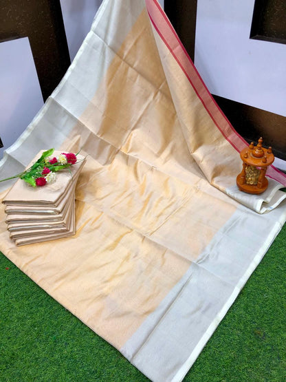 Light gold with silver uppada Tissue silk sarees