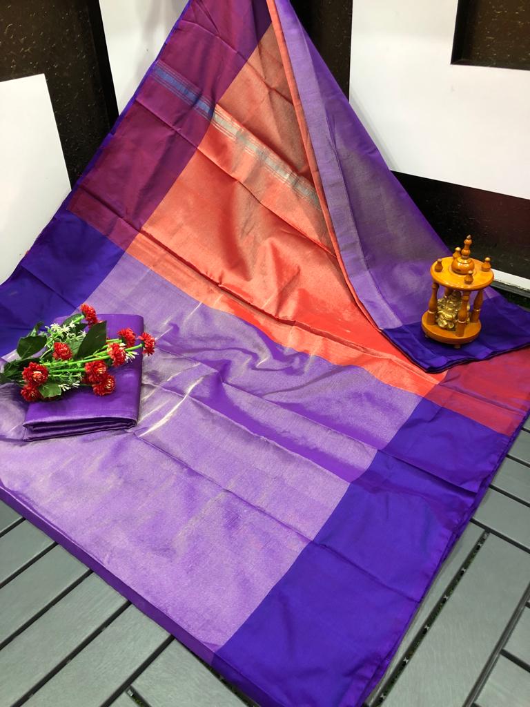 Uppada Tissue sarees with silk border