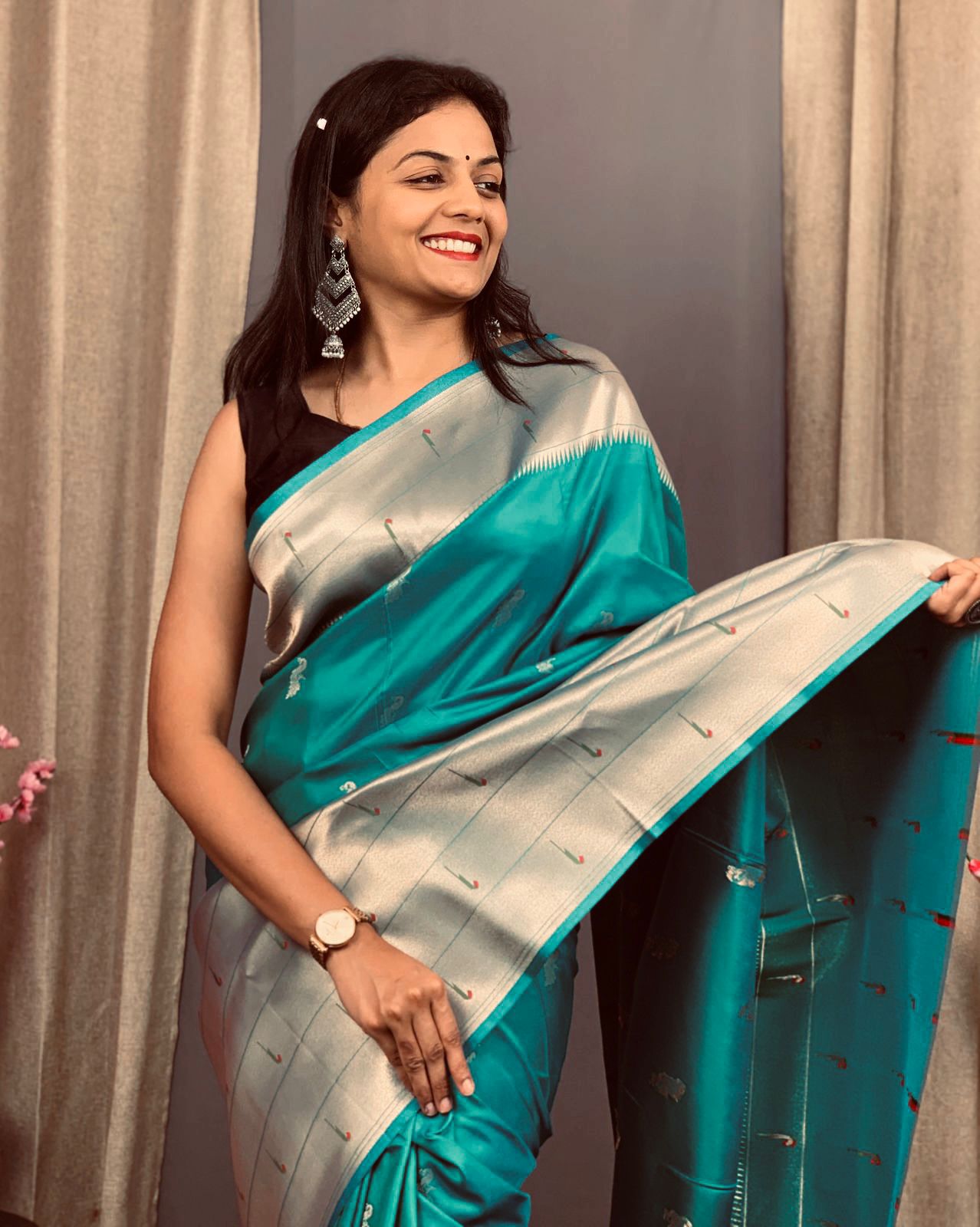 Green kanjivaram paithani silk saree