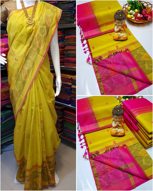 Uppada Tripura silk sarees with pochampally border