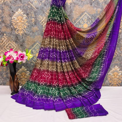 Georgette Bandhani print sarees