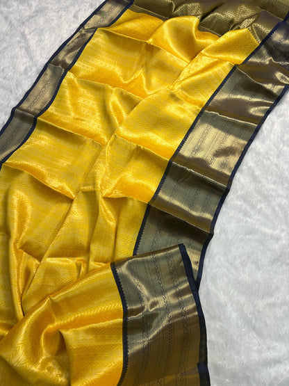 Yellow kanchipuram soft silk sarees