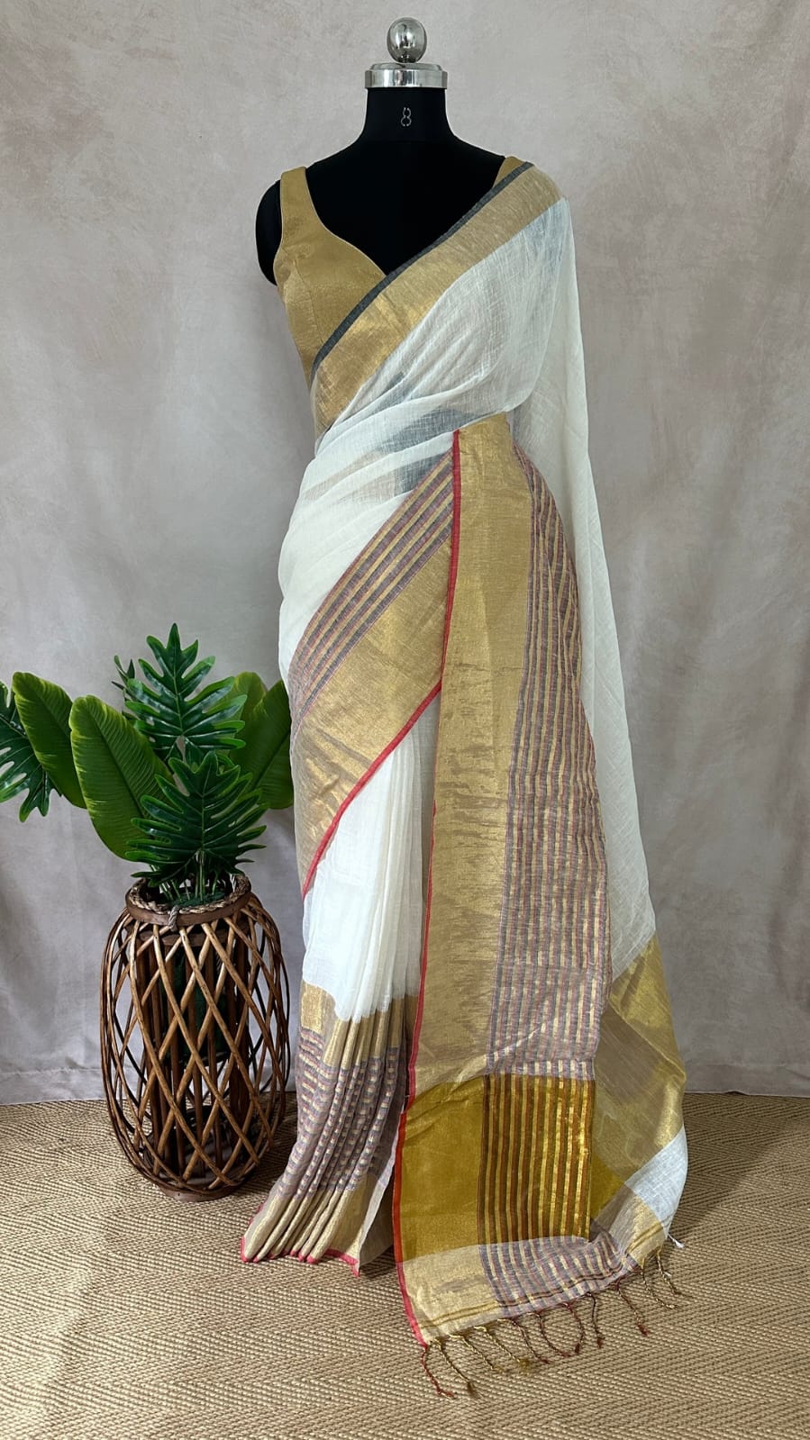 White linen sarees