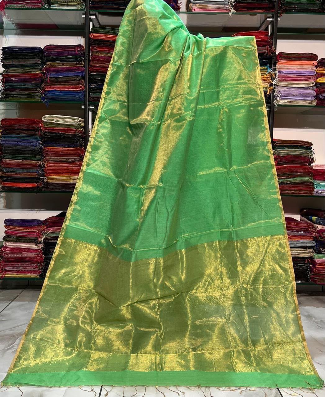 Pastel Linen Tissue sarees with 1 inch border