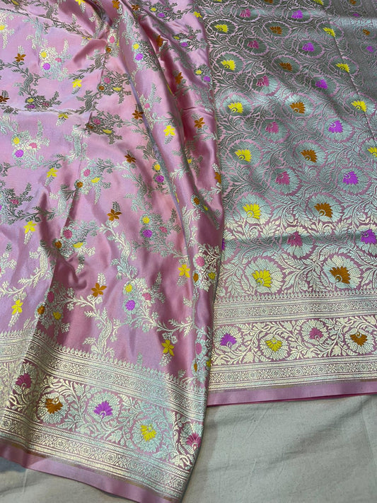 Pink pure banarasi mashru silk sarees